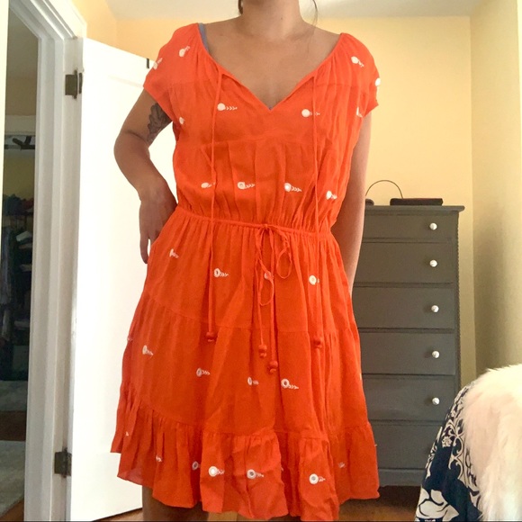 orange bohemian dress